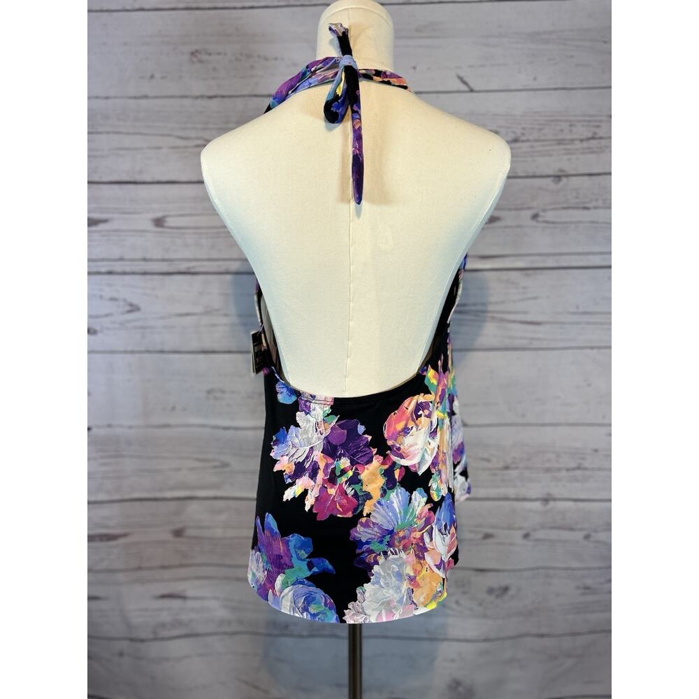 NWT Bar III Tech Floral Halter Tankini Top | Size XL | Vibrant Multicolor - Picture 4 of 6
